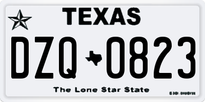 TX license plate DZQ0823