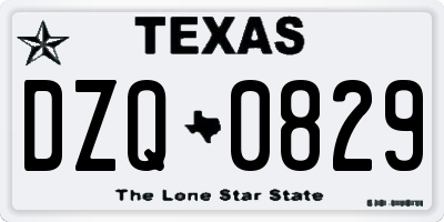 TX license plate DZQ0829