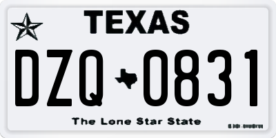 TX license plate DZQ0831