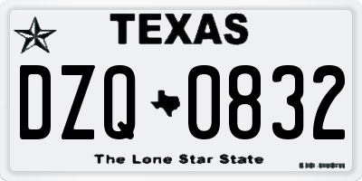TX license plate DZQ0832
