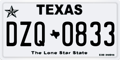 TX license plate DZQ0833