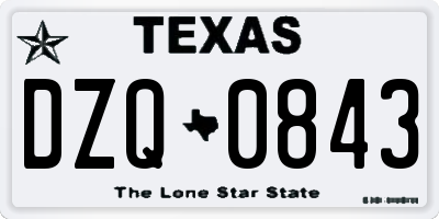 TX license plate DZQ0843
