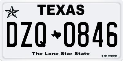 TX license plate DZQ0846