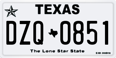 TX license plate DZQ0851