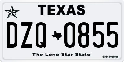 TX license plate DZQ0855