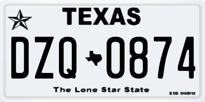TX license plate DZQ0874