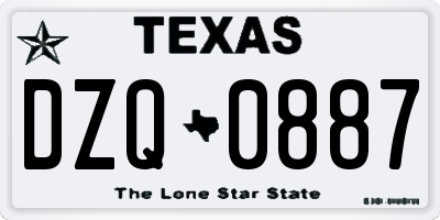 TX license plate DZQ0887