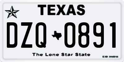 TX license plate DZQ0891