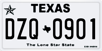 TX license plate DZQ0901