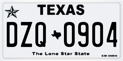 TX license plate DZQ0904