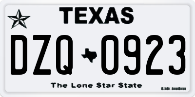TX license plate DZQ0923