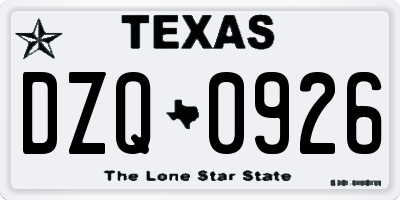 TX license plate DZQ0926