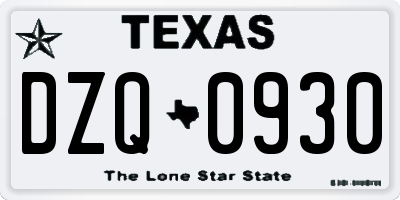 TX license plate DZQ0930