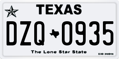TX license plate DZQ0935