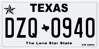 TX license plate DZQ0940