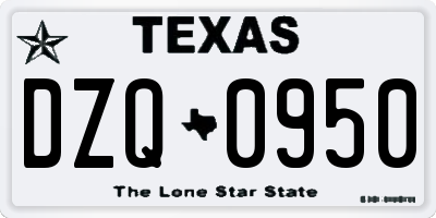 TX license plate DZQ0950