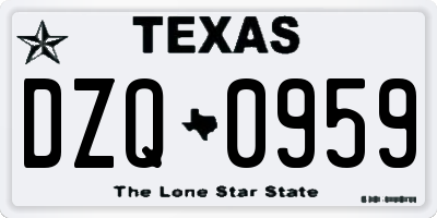 TX license plate DZQ0959