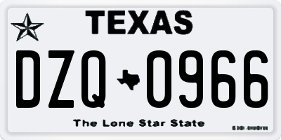 TX license plate DZQ0966