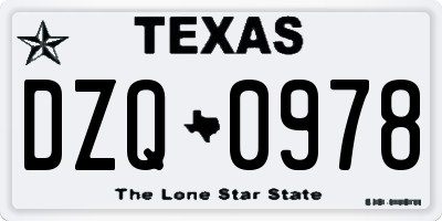 TX license plate DZQ0978