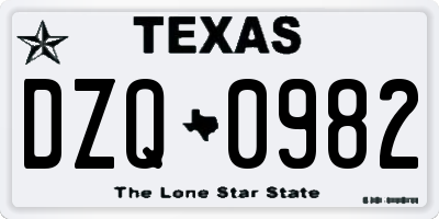 TX license plate DZQ0982