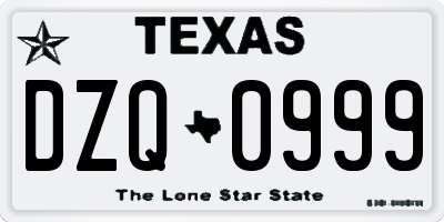 TX license plate DZQ0999