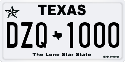 TX license plate DZQ1000
