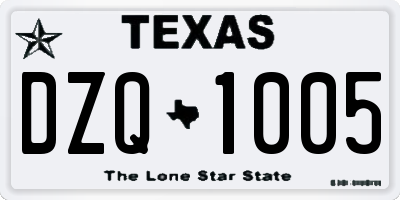 TX license plate DZQ1005