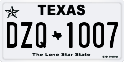 TX license plate DZQ1007