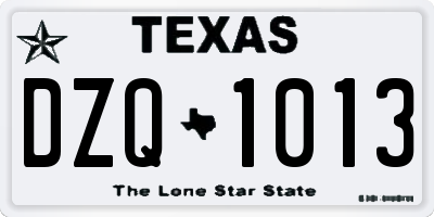 TX license plate DZQ1013