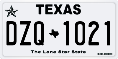 TX license plate DZQ1021