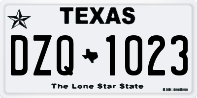 TX license plate DZQ1023
