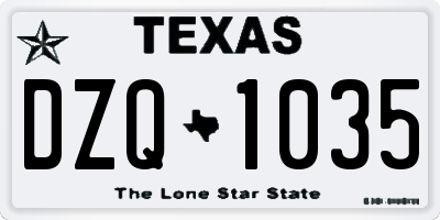 TX license plate DZQ1035