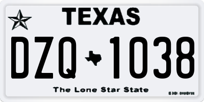 TX license plate DZQ1038