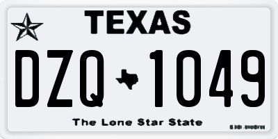 TX license plate DZQ1049