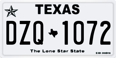 TX license plate DZQ1072