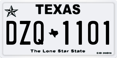 TX license plate DZQ1101