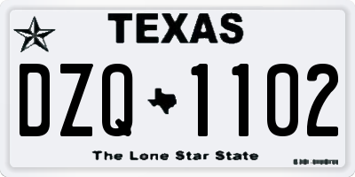TX license plate DZQ1102
