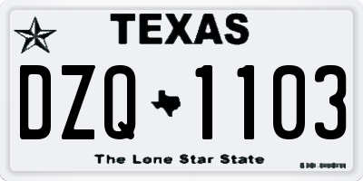TX license plate DZQ1103