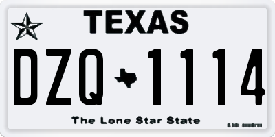 TX license plate DZQ1114
