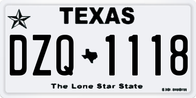 TX license plate DZQ1118