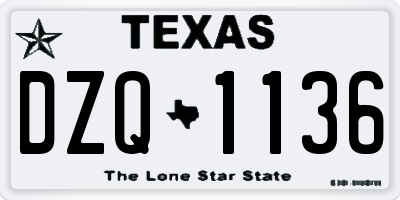 TX license plate DZQ1136
