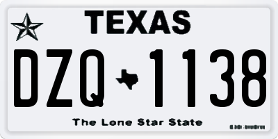 TX license plate DZQ1138