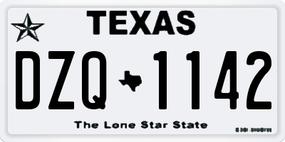TX license plate DZQ1142