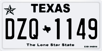 TX license plate DZQ1149