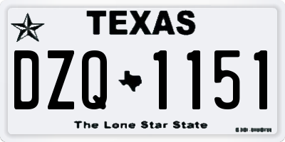 TX license plate DZQ1151