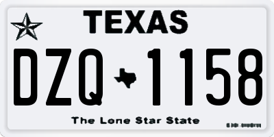 TX license plate DZQ1158