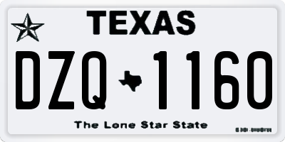 TX license plate DZQ1160