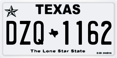 TX license plate DZQ1162