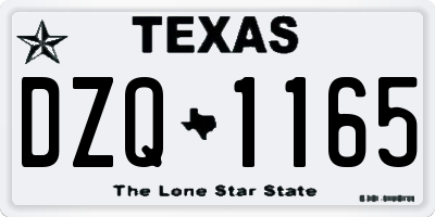 TX license plate DZQ1165