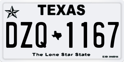 TX license plate DZQ1167